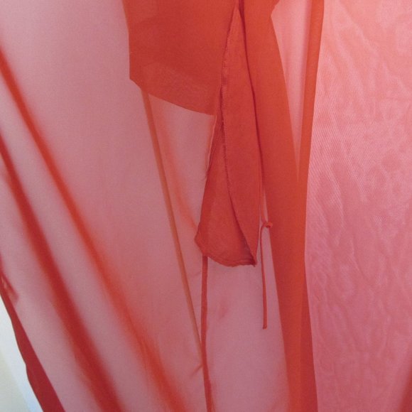 Cerie Long Red Sheer Polyester Robe Dressing Gown Peignoir Negligee Size L/XL - Picture 7 of 9